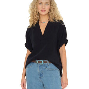 Xirena Avery Top Womens North Star Navy Blue Casual Cotton Gauze Boho Beach XS